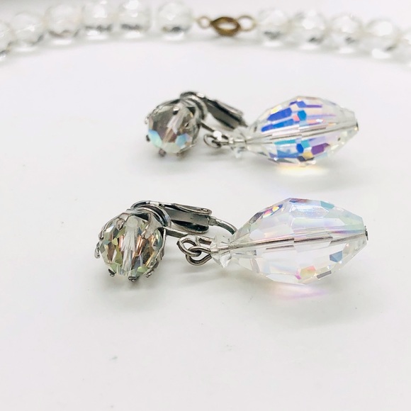 Vintage Deco Crystal Beas Necklace & AB crystal Earrings - Picture 8 of 11